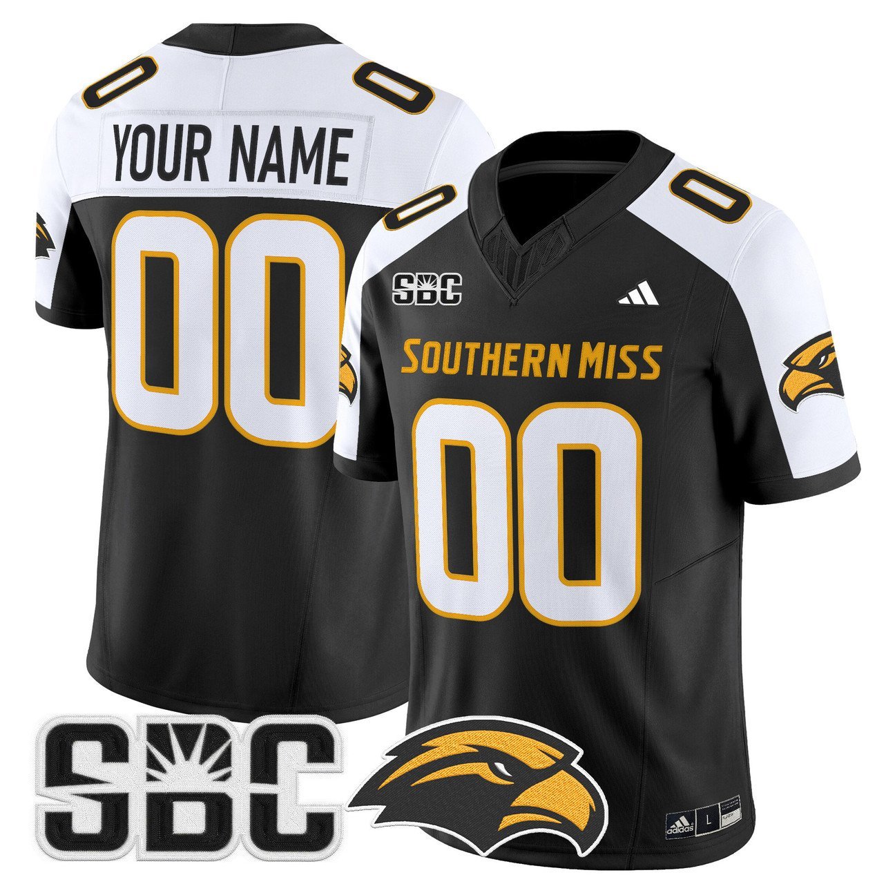 Custom Southern Miss Golden Eagles Jersey 2025 Vapor Limited Stitched Black Alter