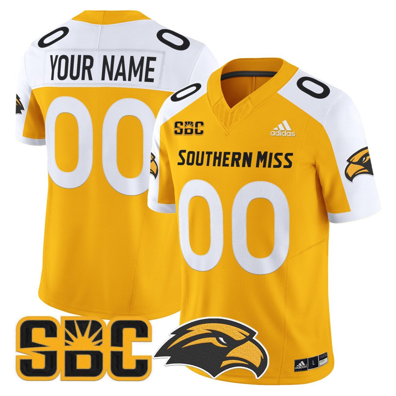 Custom Southern Miss Golden Eagles Jersey 2025 Vapor Limited Stitched Gold Alter