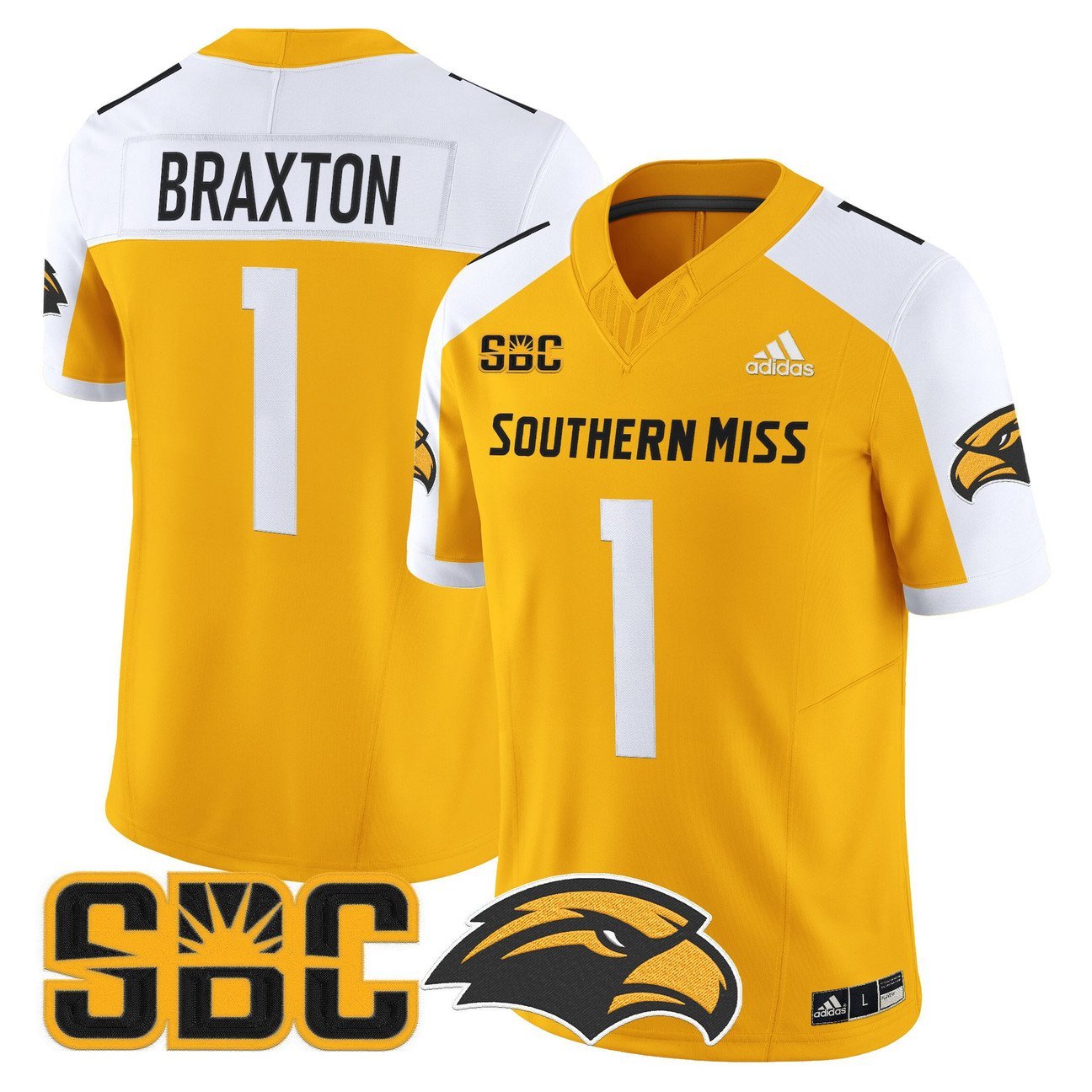 Braylon Braxton Jersey #1 Southern Miss Golden Eagles 2025 Stitched Gold Alter