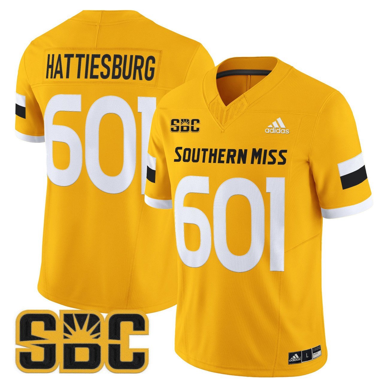 Hattiesburg Jersey #601 Southern Miss Golden Eagles 2025 Stitched Gold