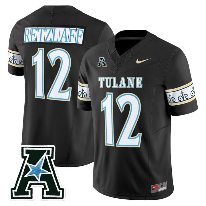 Jake Retzlaff Jersey #12 Tulane Green Wave 2025 City Edition Stitched Black