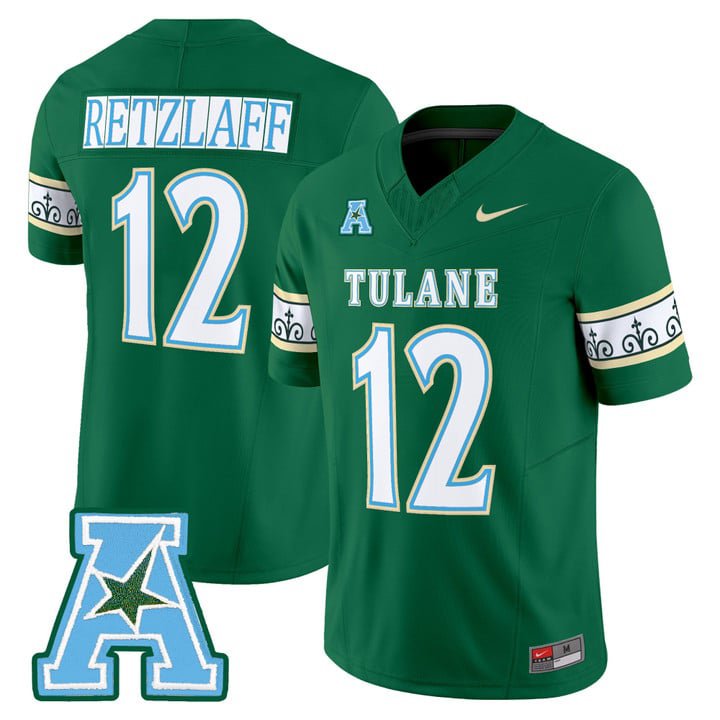 Jake Retzlaff Jersey #12 Tulane Green Wave 2025 City Edition Stitched Green