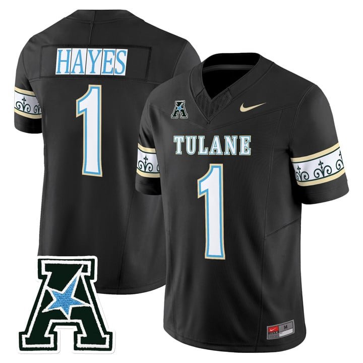 Omari Hayes Jersey #1 Tulane Green Wave 2025 City Edition Stitched Black