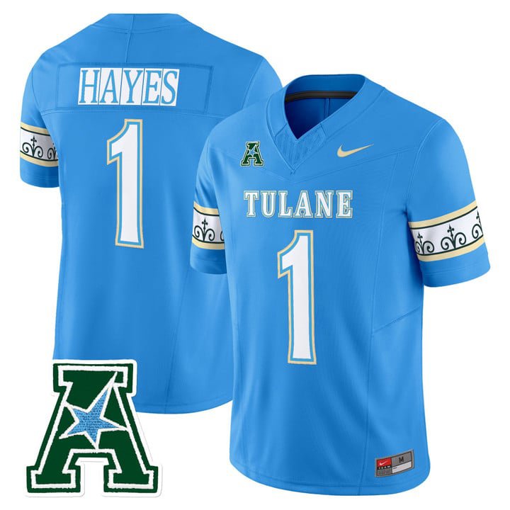 Omari Hayes Jersey #1 Tulane Green Wave 2025 City Edition Stitched Blue