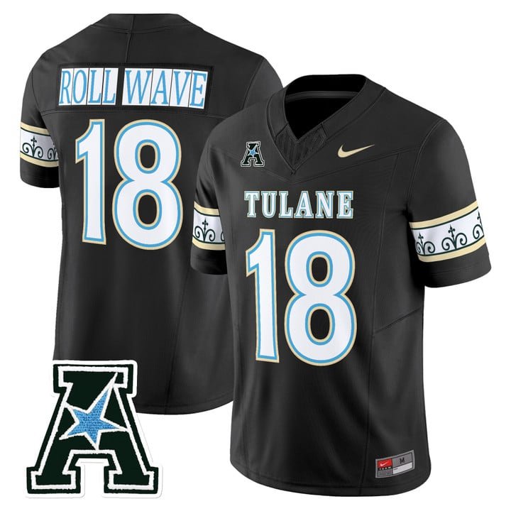 Roll Wave Jersey #18 Tulane Green Wave 2025 City Edition Stitched Black
