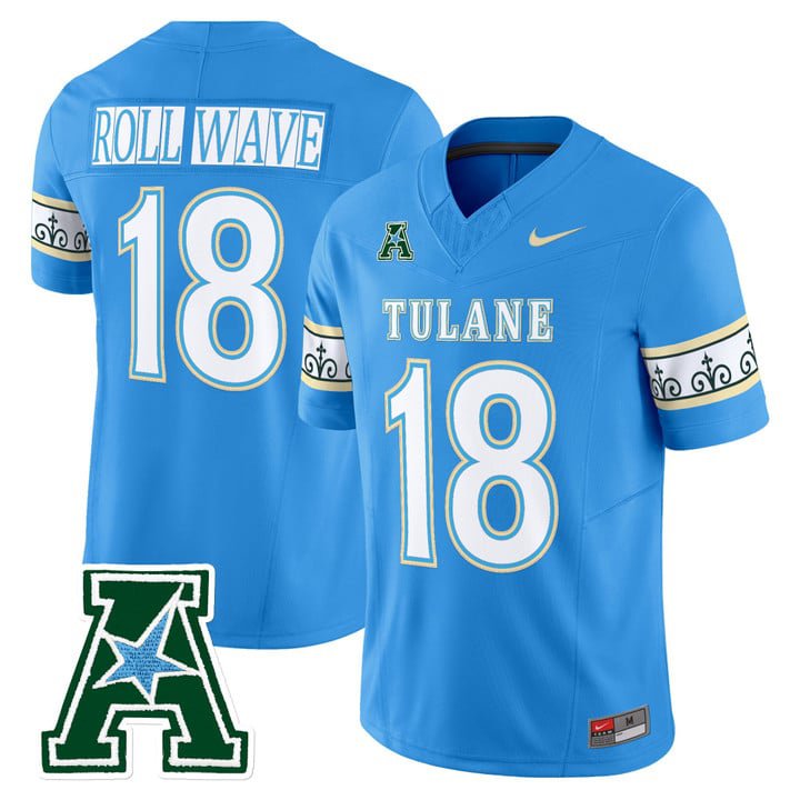 Roll Wave Jersey #18 Tulane Green Wave 2025 City Edition Stitched Blue