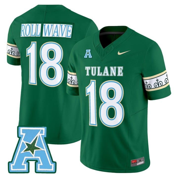 Roll Wave Jersey #18 Tulane Green Wave 2025 City Edition Stitched Green