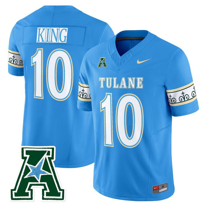 Shaun King Jersey #10 Tulane Green Wave 2025 City Edition Stitched Blue