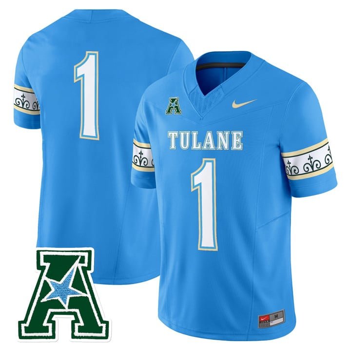 Team Jersey #1 Tulane Green Wave 2025 City Edition Vapor Stitched Blue