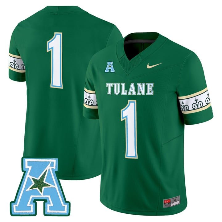 Team Jersey #1 Tulane Green Wave 2025 City Edition Vapor Stitched Green