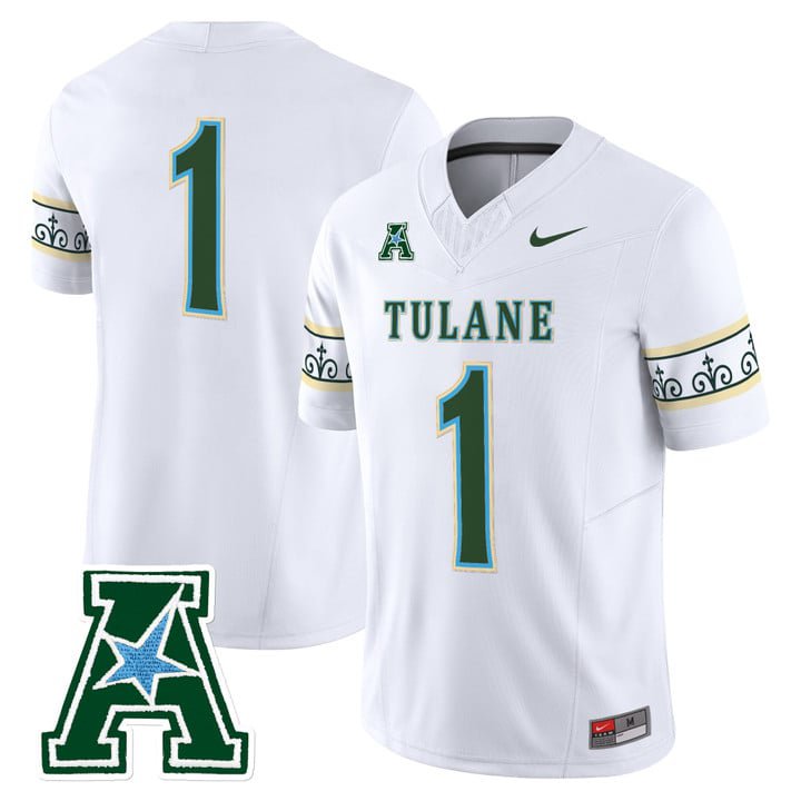 Team Jersey #1 Tulane Green Wave 2025 City Edition Vapor Stitched White