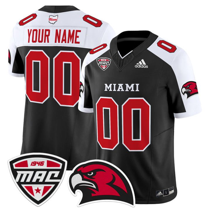 Custom Miami OH RedHawks Jersey Name, Number 2025 Vapor Limited Stitched Black Alter