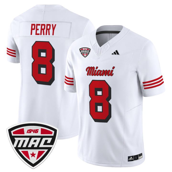 Kam Perry Jersey #8 Miami OH RedHawks 2025 Vapor Limited Stitched White