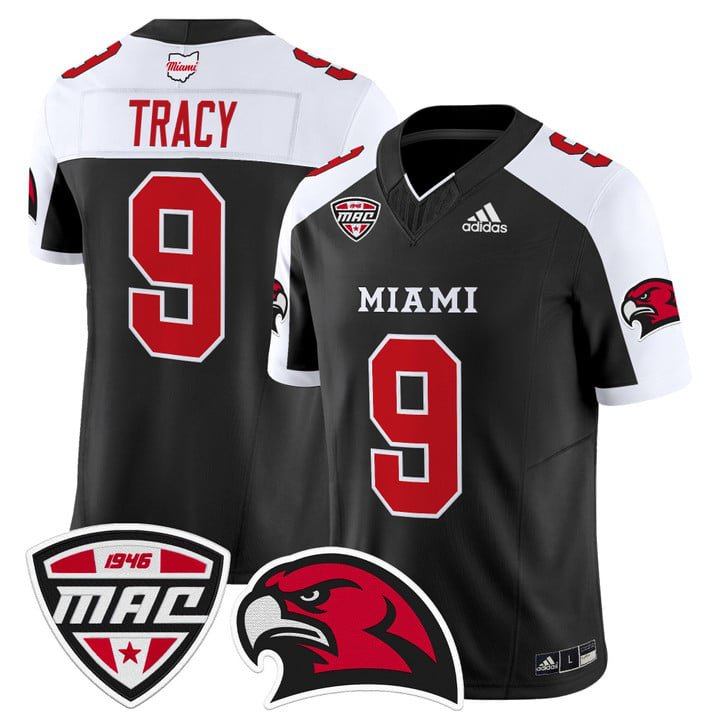 Kenny Tracy Jersey #9 Miami OH RedHawks 2025 Vapor Limited Stitched Black Alter