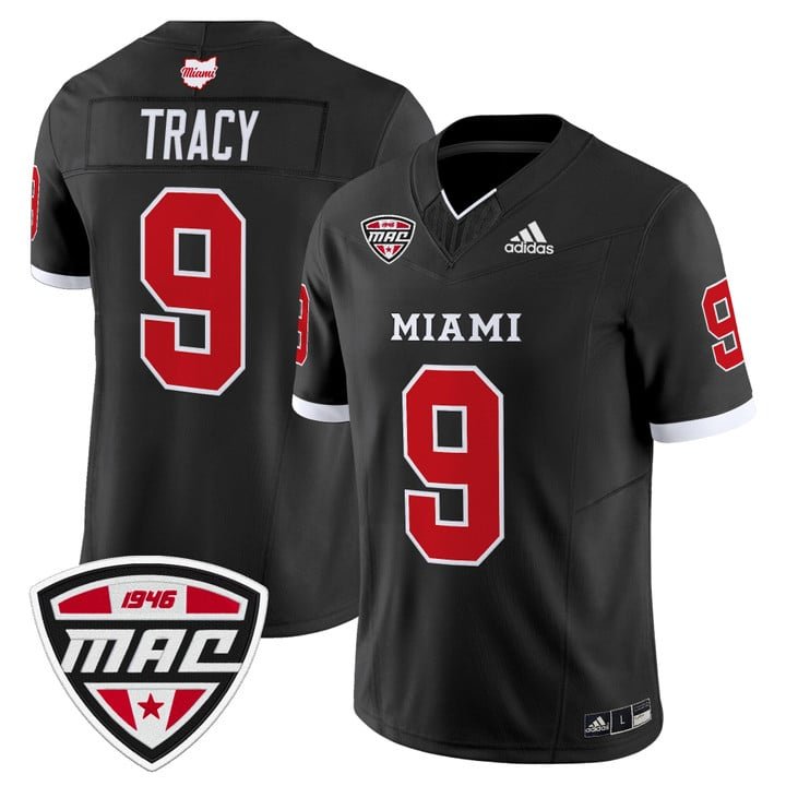 Kenny Tracy Jersey #9 Miami OH RedHawks 2025 Vapor Limited Stitched Black