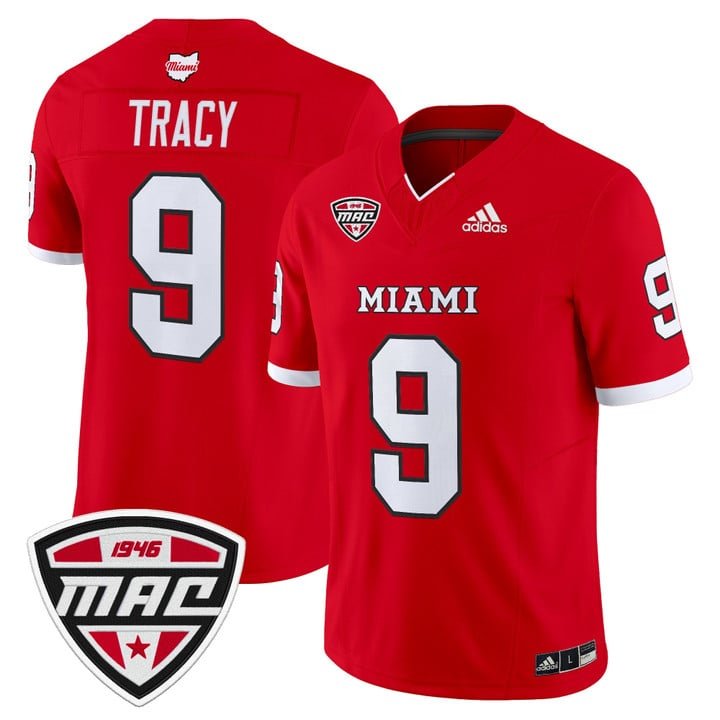 Kenny Tracy Jersey #9 Miami OH RedHawks 2025 Vapor Limited Stitched Red