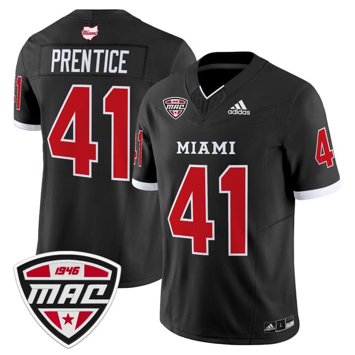 Travis Prentice Jersey #41 Miami OH RedHawks 2025 Limited Stitched Black