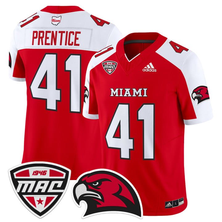 Travis Prentice Jersey #41 Miami OH RedHawks 2025 Limited Stitched Red Alter