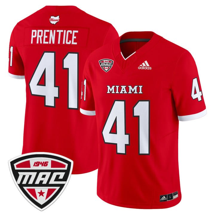 Travis Prentice Jersey #41 Miami OH RedHawks 2025 Limited Stitched Red