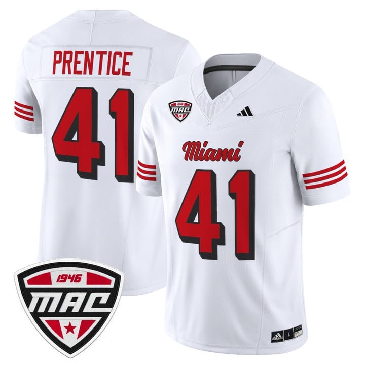 Travis Prentice Jersey #41 Miami OH RedHawks 2025 Limited Stitched White