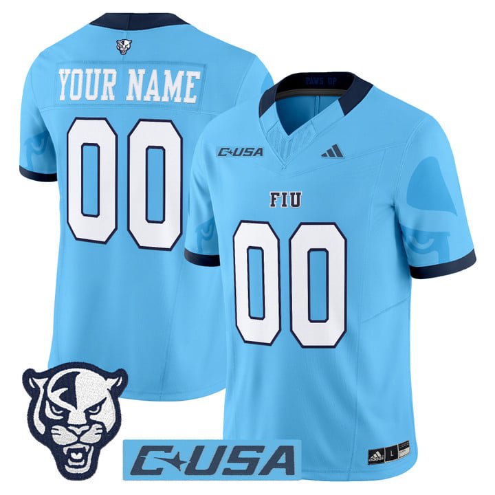 Custom Florida International Panthers Jersey 2025 Limited Stitched Blue