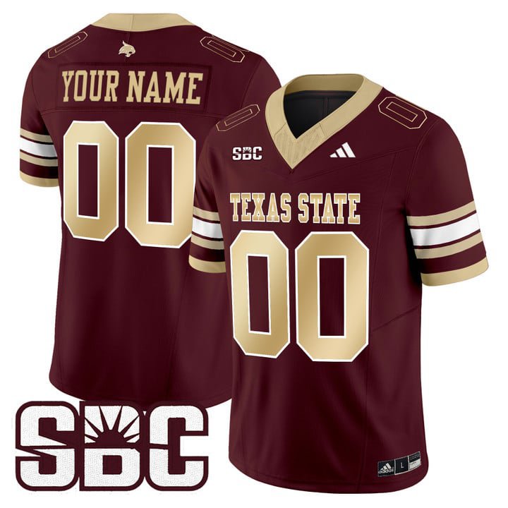 Custom Texas State Bobcats Jersey Name, Number 2025 Limited Stitched Maroon