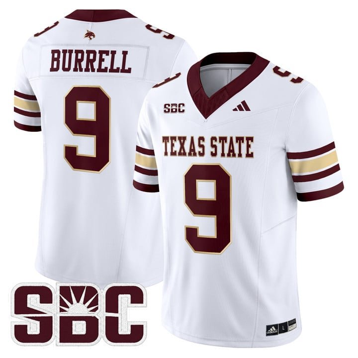 Greg Burrell Jersey #9 Texas State Bobcats 2025 Limited Stitched White