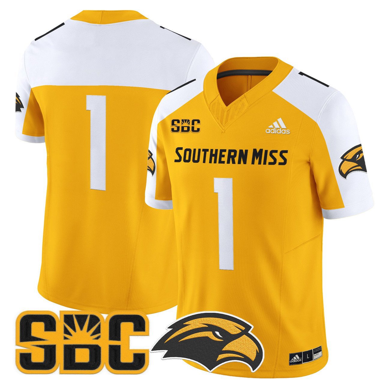 Team Jersey #1 Southern Miss Golden Eagles 2025 Limited Stitched Gold Alter