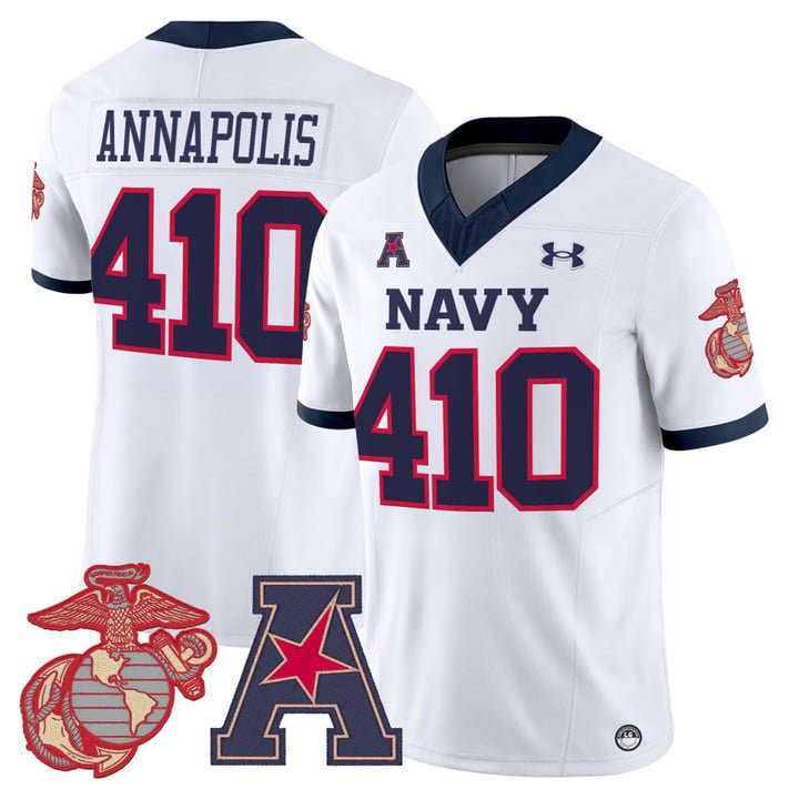 Annapolis Jersey #401 Navy Midshipmen Vapor USMC Premier Stitched White