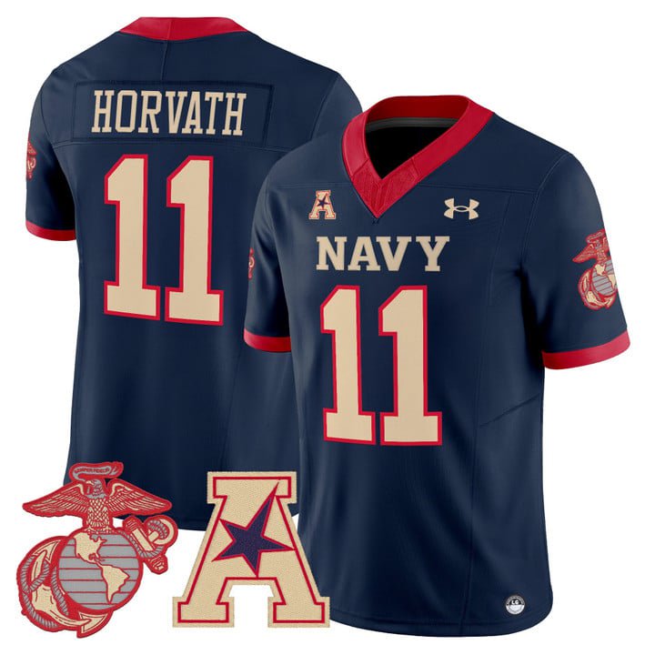 Blake Horvath Jersey #11 Navy Midshipmen Vapor USMC Premier Stitched Navy