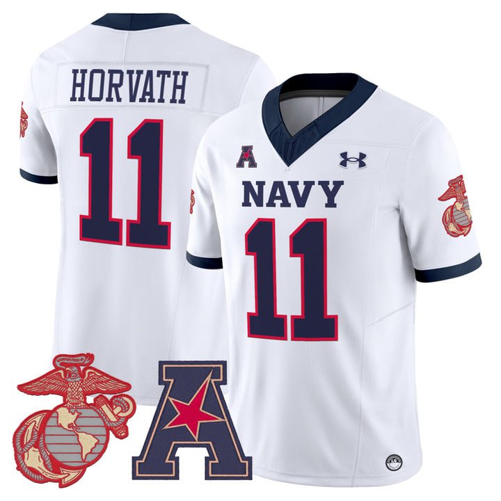 Blake Horvath Jersey #11 Navy Midshipmen Vapor USMC Premier Stitched White
