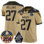Joe Bellino Jersey #27 Navy Midshipmen Jolly Rogers 250th Patch Stitched Gold