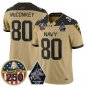Phil McConkey Jersey #80 Navy Midshipmen Jolly Rogers 250th Patch Stitched Gold