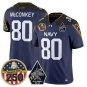Phil McConkey Jersey #80 Navy Midshipmen Jolly Rogers 250th Patch Stitched Navy