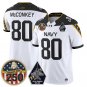 Phil McConkey Jersey #80 Navy Midshipmen Jolly Rogers 250th Patch Stitched White