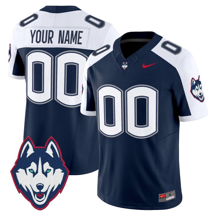 Custm UConn Huskies Jersey Name, Number 2025 Vapor Limited Stitched Navy Alter