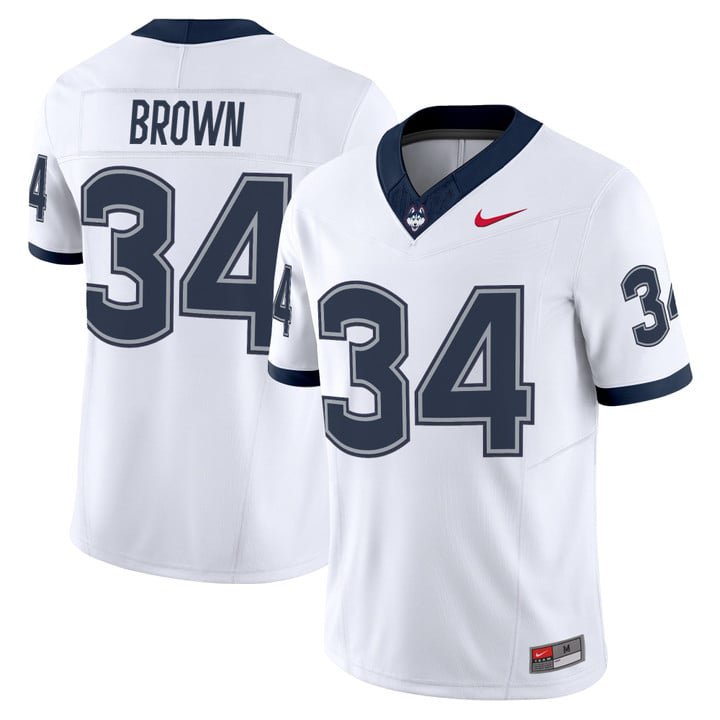 Donald Brown Jersey #34 UConn Huskies 2025 Vapor Limited Stitched White