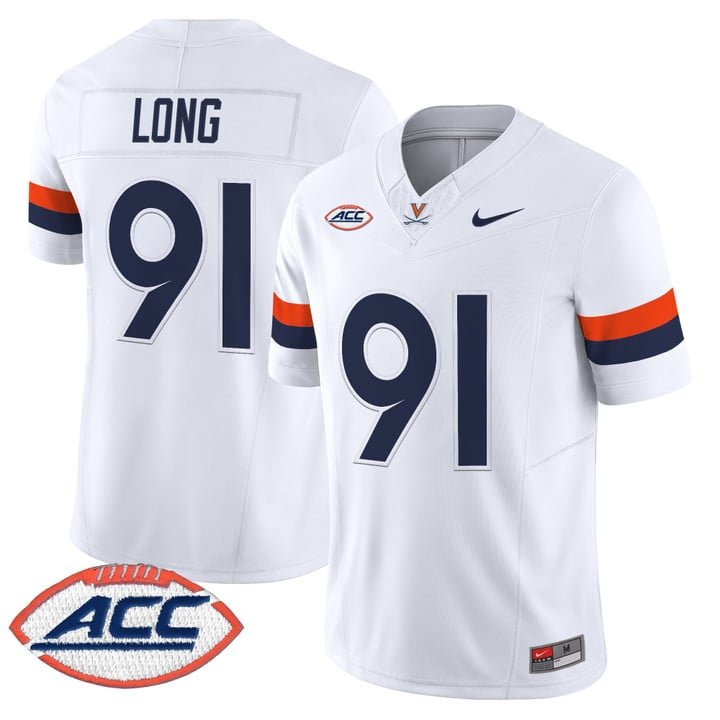 Chris Long Jersey #91 Virginia Cavaliers 2025 Vapor Limited Stitched White