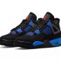 Air Jordan 4 Retro Black Deep Royal Blue Shoes Sneakers