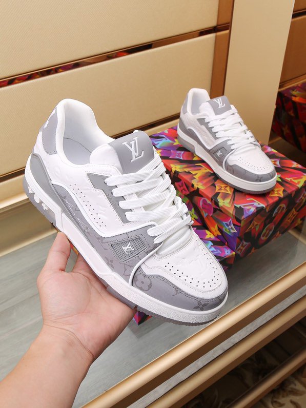 Luxury Trainer Skate Sneakers Shoes #54 Signature Gray White