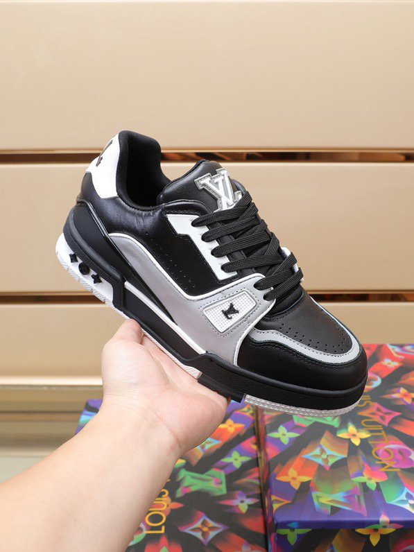Luxury Virgil Trainer Sneakers Shoes #54 Signature Black Grey Monogram