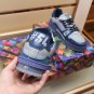 Luxury Virgil Trainer Sneakers Shoes #54 Signature Blue Light Grey Monogram