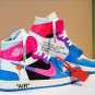 OFF-WHITE x Air Jordan 1 High Miami Vice Custom Shoes Sneakers