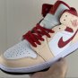 Air Jordan 1 Mid Beige White Red Shoes Sneakers