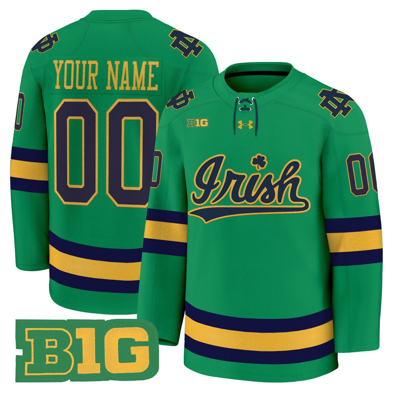 Custom Notre Dame Fighting Irish Jersey 2025-26 Premium Stitched Green