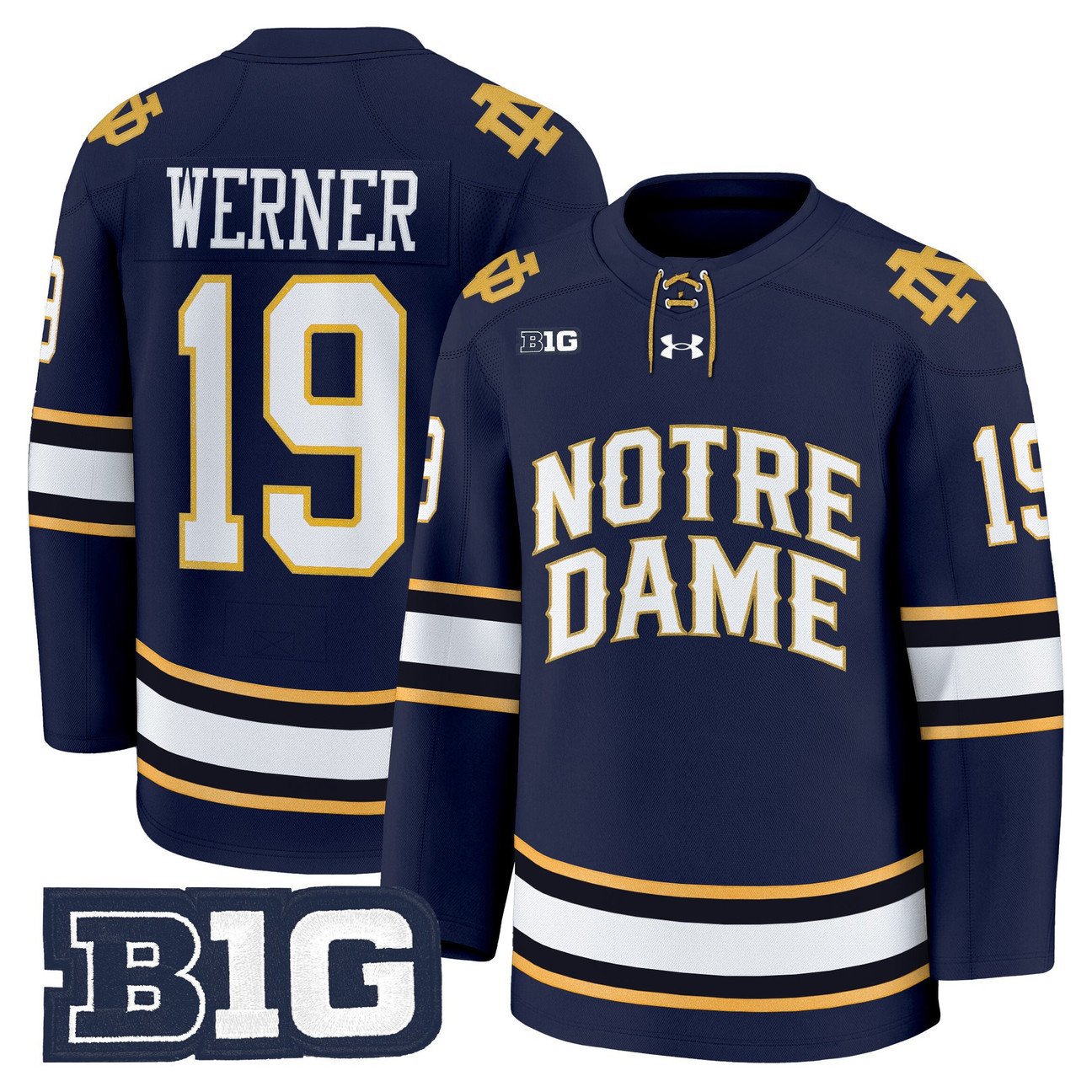 Evan Werner Jersey #19 Notre Dame Fighting Irish 2025-26 Premium Stitched Navy