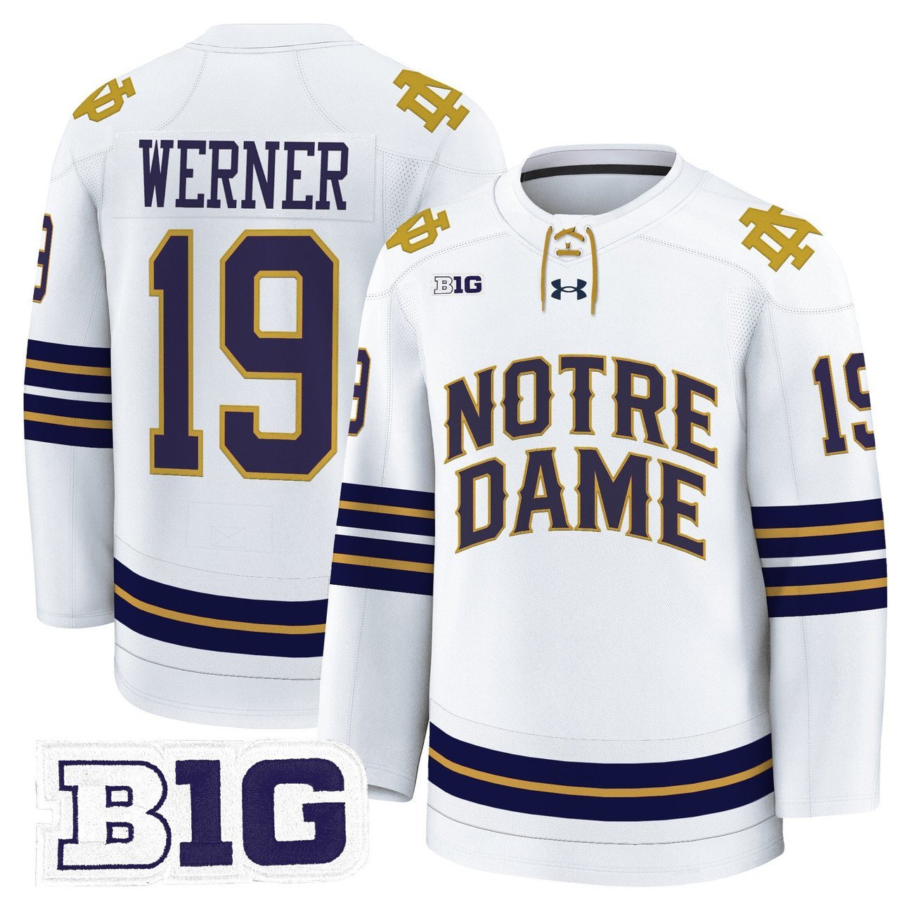 Evan Werner Jersey #19 Notre Dame Fighting Irish 2025-26 Premium Stitched White