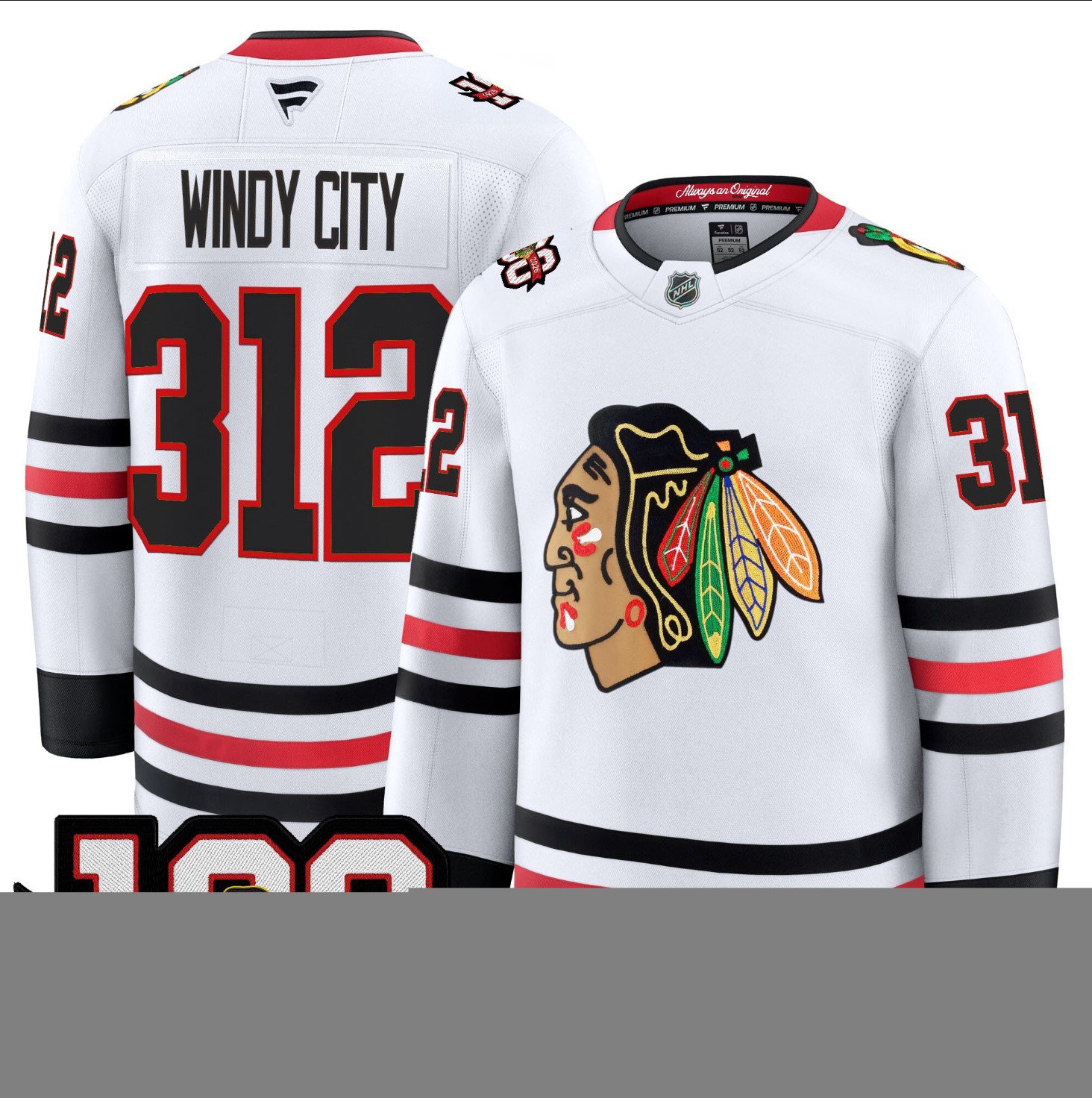 Windy City Jersey #312 Chicago Blackhawks 2025-26 Premium 100th Stitched White