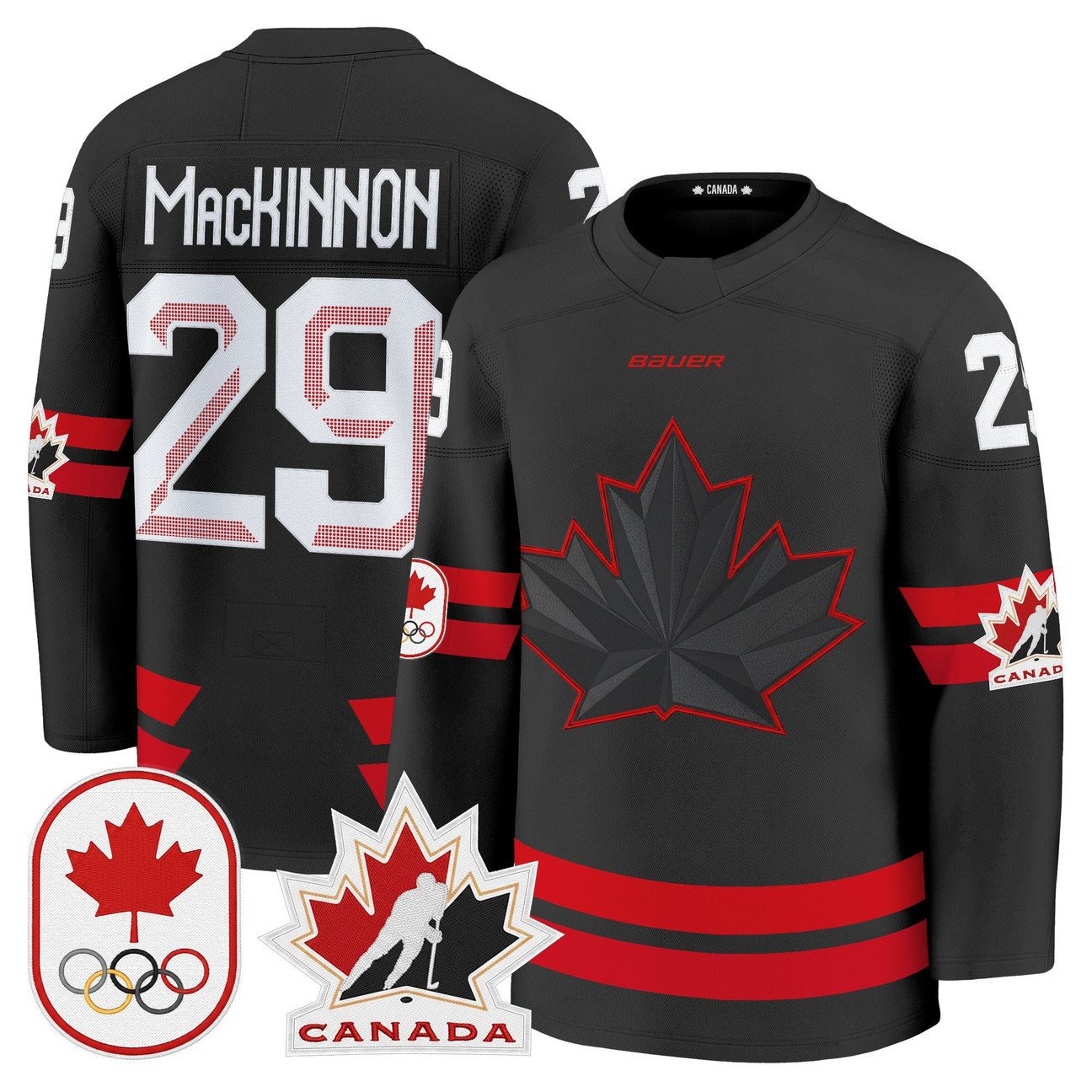 Nathan MacKinnon Jersey #29 Canada Olympic Premium Hockey Stitched Black