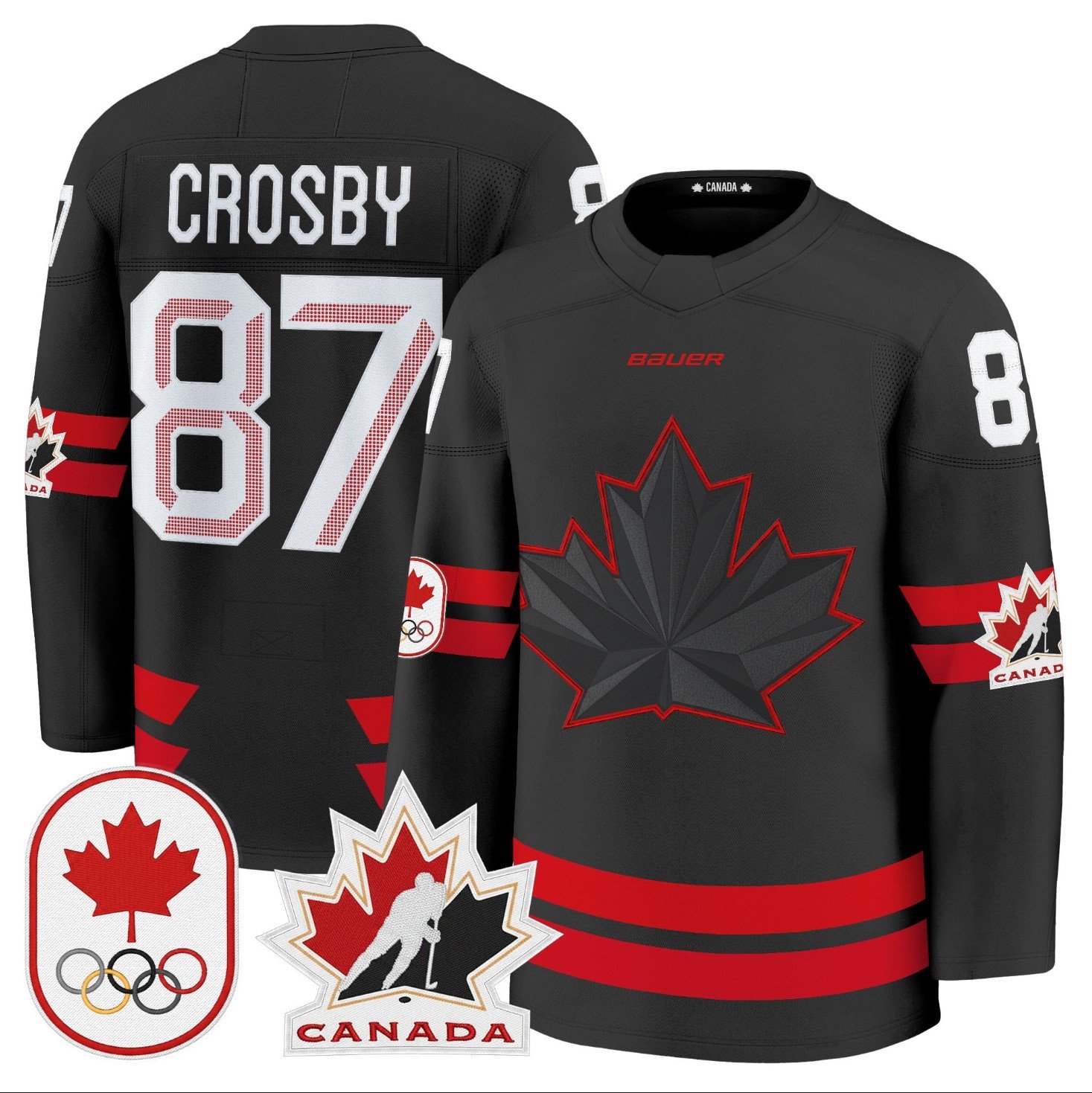 Sidney Crosby Jersey #87 Canada Olympic Premium Hockey Stitched Black